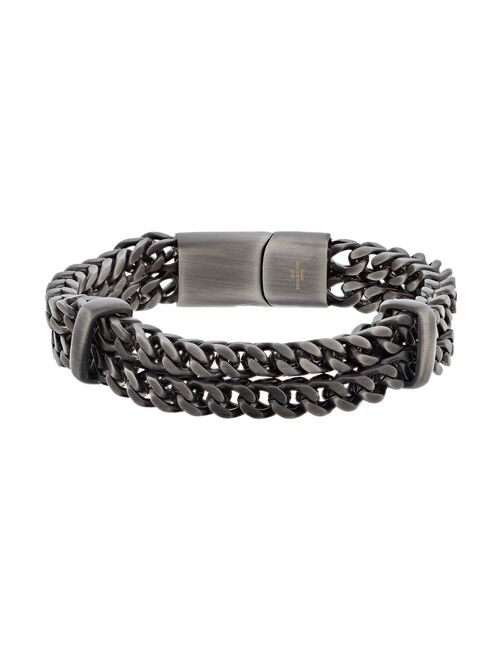 LYNX Men's Stainless Steel Double Row Chain Bracelet
