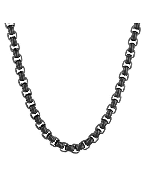 Steel Nation Men's Black Ion-Plated Stainless Steel Square Link Chain Necklace