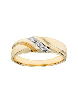 Lovemark 10k Gold 1/10 Carat T.W. Certified Diamond Men's Wedding Band