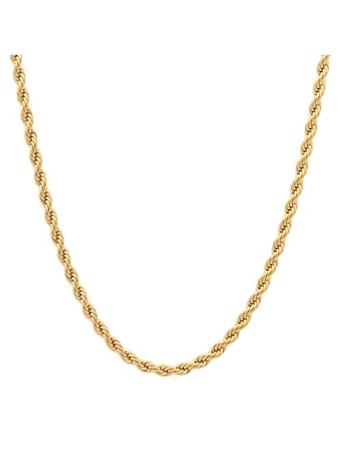 Steel Nation Men's Gold Tone Ion-Plated Rope Link Chain Necklace