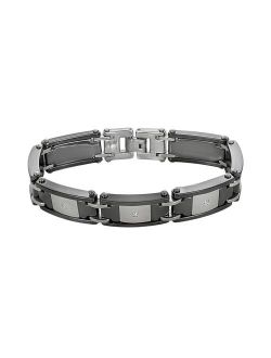 Stainless Steel and Black Ceramic 1/10-ct. T.W. Diamond Bracelet - Men