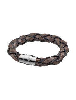 Stainless Steel Leather Braided Bracelet - Men