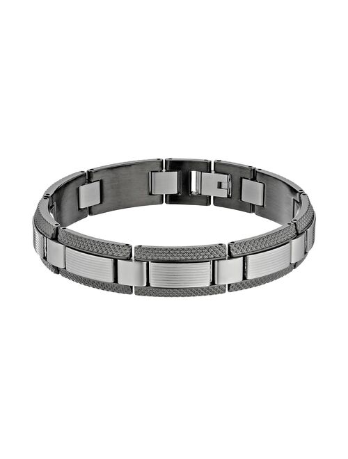 LYNX Two Tone Stainless Steel Textured Bracelet - Men