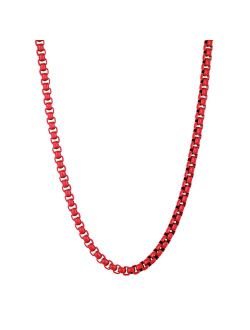 Red Acrylic Coated Stainless Steel Box Chain Necklace
