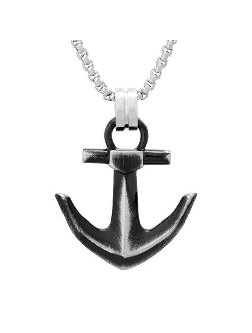 LYNX Men's Stainless Steel Anchor Pendant Necklace