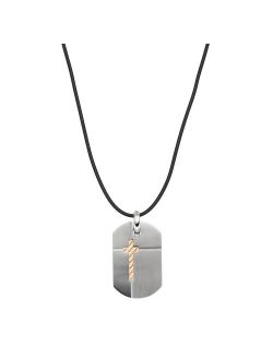 Men's Stainless Steel Cross Dog Tag Necklace