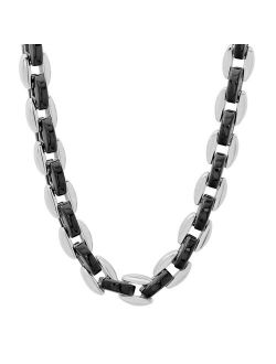 Men's Two Tone Stainless Steel Oval Chain Necklace - 24 in.