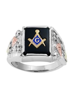 Black Hills Gold Men's Masonic Ring in Sterling Silver
