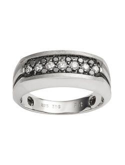 Men's Sterling Silver 1/2-ct. T.W. Black & White Diamond Ring