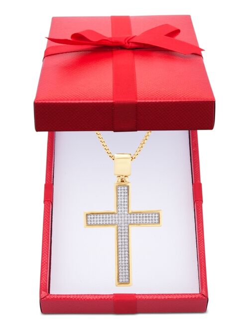 Macy's Diamond Cross 22" Pendant Necklace (1/2 ct. t.w.) in 14k Gold-Plated Sterling Silver or Sterling Silver (Also in Black Diamonds)