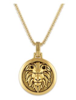 Esquire Men's Jewelry Lion Amulet 24" Pendant Necklace in 14k Gold-Plated Sterling Silver, Created for Macy's