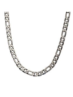 Men's Stainless Steel Black Plated Figaro Chain Necklace