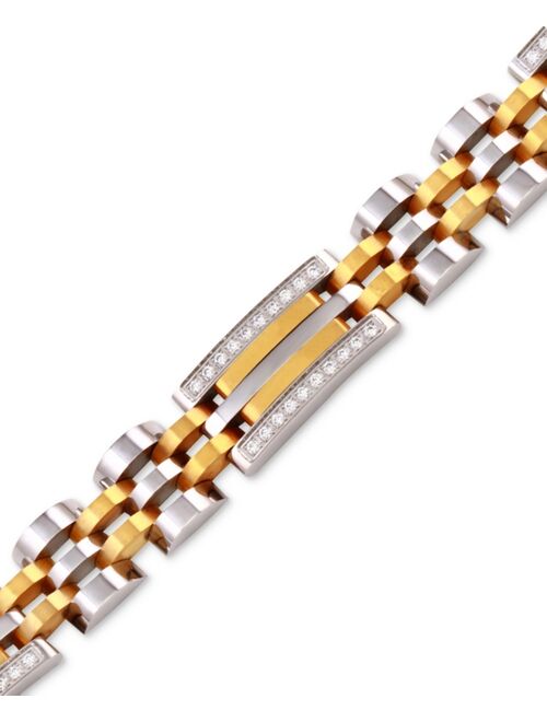 Macy's Men's Diamond Two-Tone Link Bracelet (1/2 ct. t.w.) in Stainless Steel and Yellow Ion-Plate