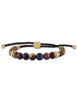 Esquire Men's Jewelry Multicolor Tiger's Eye Bead Bolo Bracelet in 14k Gold-Plated Sterling Silver, Created for Macy's