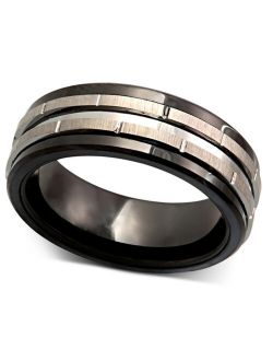 Macy's Men's Tungsten Ring, Black Ceramic Tungsten Design Ring