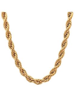 STEELTIME Men's 18k gold Plated Stainless Steel Rope Chain 24" Necklace