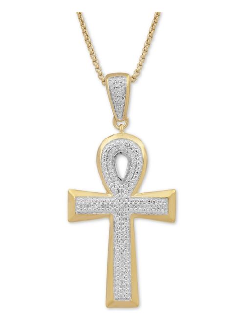 Macy's Men's Diamond Ankh 22" Pendant Necklace (1/2 ct. t.w.) in 18k Gold-Plated Sterling Silver