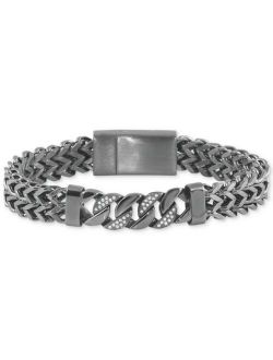 Macy's Men's Diamond Link Bracelet (1/5 ct. t.w.) in Gunmetal Ion-Plated Stainless Steel