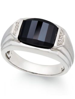 Macy's Men's Onyx (4-1/2 ct. t.w.) and Diamond Accent Ring in Sterling Silver