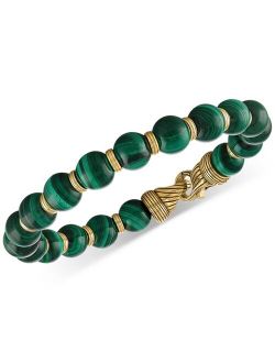 Esquire Men's Jewelry Malachite Beaded Bracelet in 14k Gold-Plated Sterling Silver, Created for Macy's
