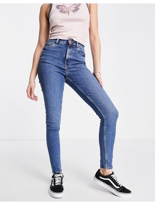 New Look lift & shape skinny jeans in mid blue