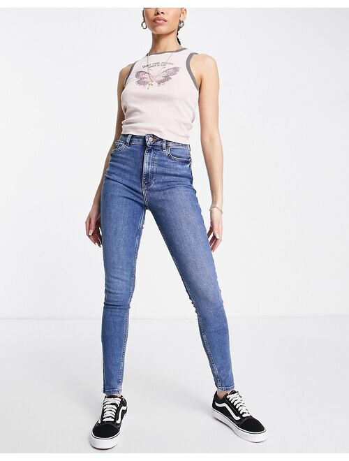 New Look lift & shape skinny jeans in mid blue
