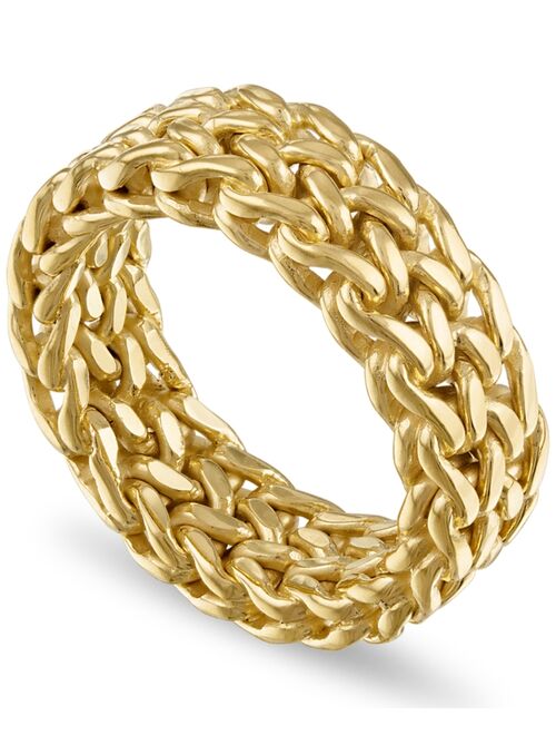 Esquire Men's Jewelry Woven Fashion Band in 14k Gold-Plated Sterling Silver, Created for Macy's (Also Available in Sterling Silver)