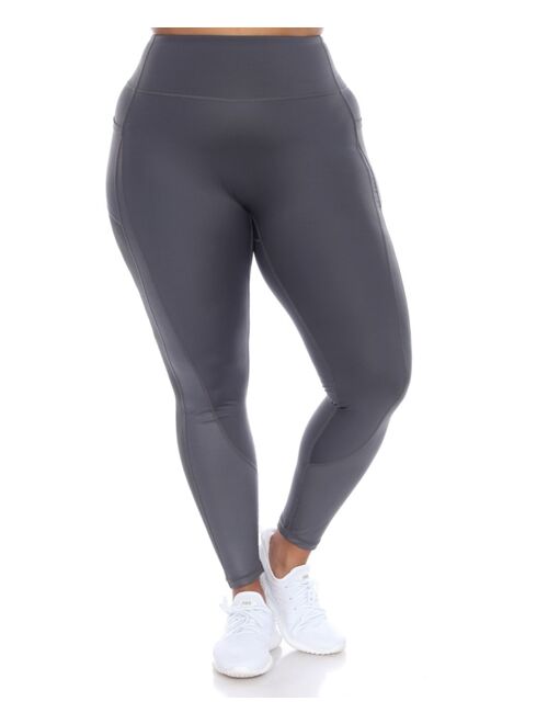 White Mark Plus Size High-Waist Mesh Fitness Leggings Pants