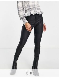 Petite lift and shape coated jeans in black