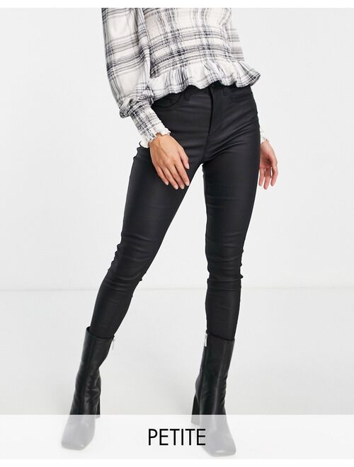 New Look Petite lift and shape coated jeans in black