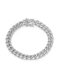 STEELTIME Men's Stainless Steel Miami Cuban Chain Link Style Bracelet with 10mm Box Clasp Bracelet