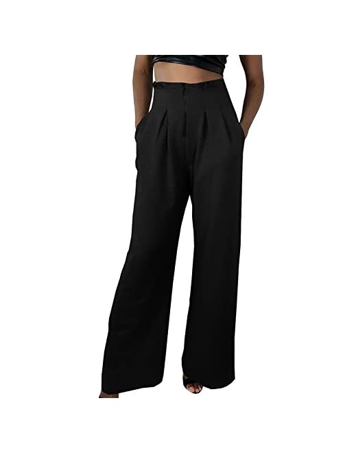 Multitrust Women Loose Casual Wide Leg Pant Comfy Lounge Sweatpants Joggers Pants with Pockets