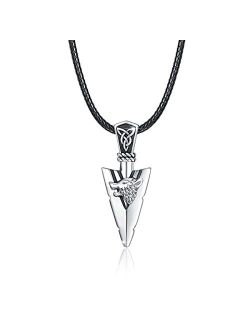 TUGHRA Wolf Sword Necklace | Arrowhead Necklace | 925 Sterling Silver Pendant Necklace Jewelry For Men or Women | Gift For Boyfriend