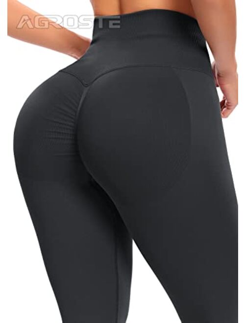 A AGROSTE Women Seamless Scrunch Butt Lifting Leggings High Waisted Workout Yoga Pants Booty Tight
