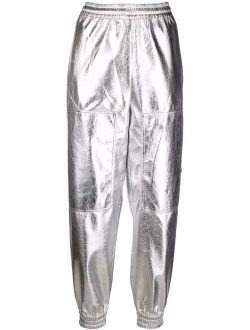 metallic tapered track pants