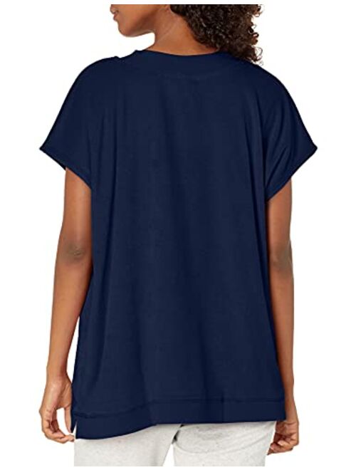 HUE Women's Relaxed Fit Terry V-Neck Sleep Tee