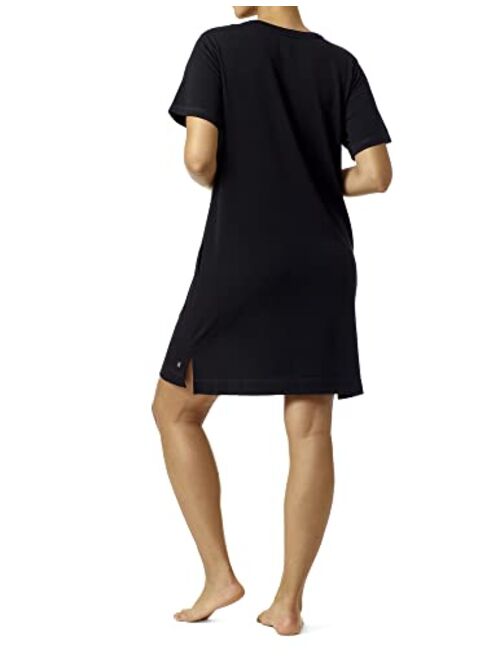 HUE Women's Solid French Terry Short Sleeve Lounge Dress