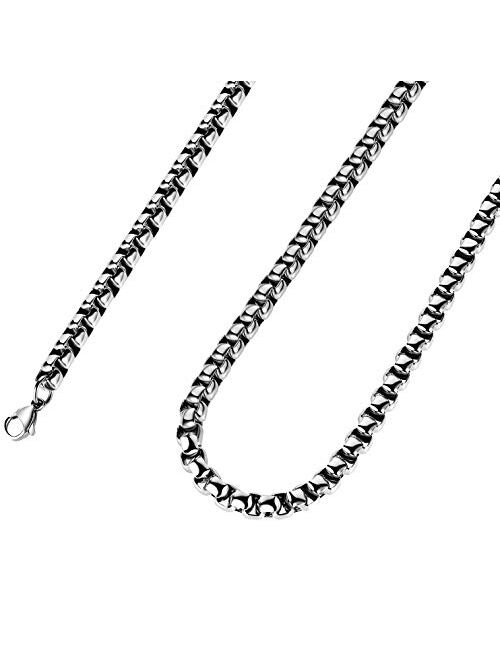 SANNYRA 2mm-7mm 16-38In Stainless Steel Rolo Chain Necklace Crude Chain Necklace for Men Women Jewelry
