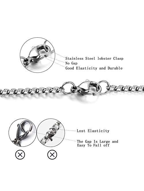 SANNYRA 2mm-7mm 16-38In Stainless Steel Rolo Chain Necklace Crude Chain Necklace for Men Women Jewelry