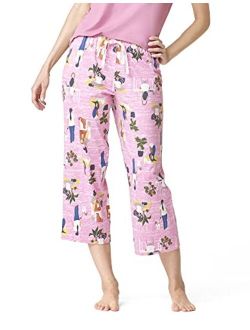 womens Printed Knit Capri Pajama Sleep Pant