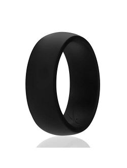 ROQ Silicone Wedding Ring for Men Affordable Silicone Rubber Band, 7 Pack, 4 Pack & Singles - Camo, Metal Look Silver, Black, Grey, Light Grey