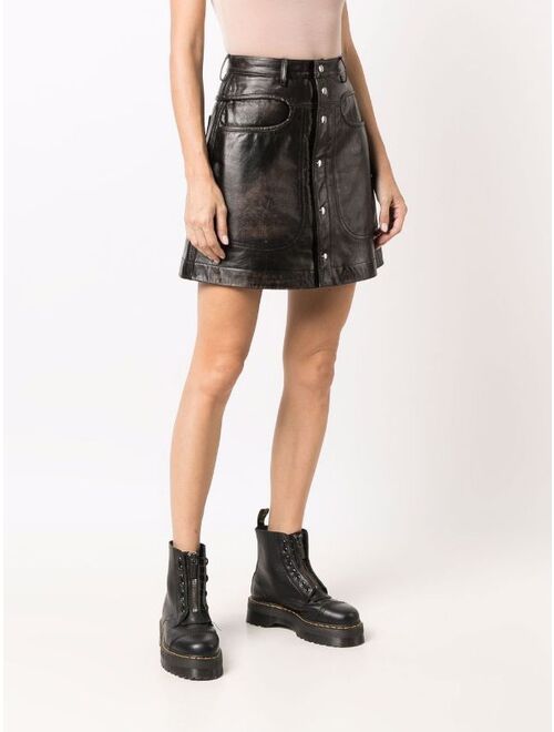 Diesel crinkled-leather A-line skirt