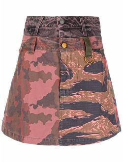 camouflage-print A-line skirt