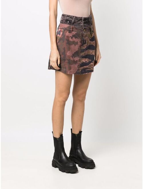 Diesel camouflage-print A-line skirt