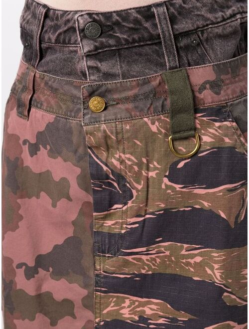 Diesel camouflage-print A-line skirt