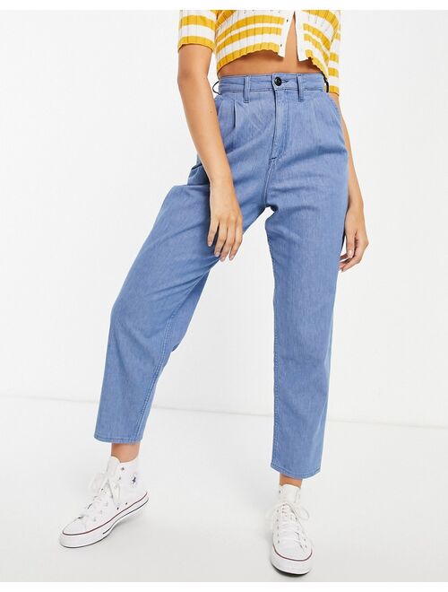 Lee pleat detail high rise balloon leg jeans in light blue - part of a set