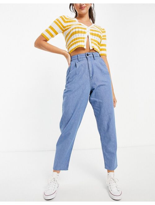 Lee pleat detail high rise balloon leg jeans in light blue - part of a set