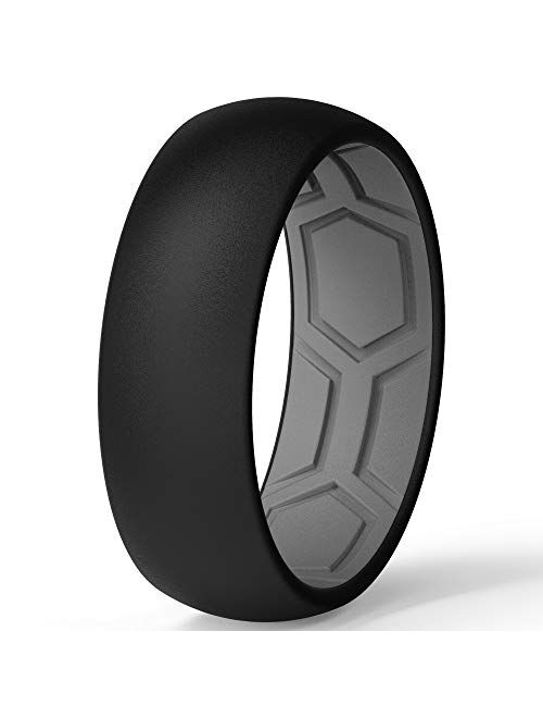 ThunderFit Men Breathable Air Grooves Silicone Wedding Ring Wedding Bands - 7 Rings / 4 Rings / 1 Ring - 8mm Width 2mm Thickness