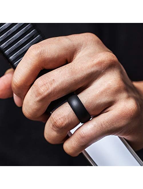 ThunderFit Mens Silicone Wedding Rings Wedding Bands - 5 Pack / 4 Pack / 3 Pack - 8.7mm Wide (2mm Thick)