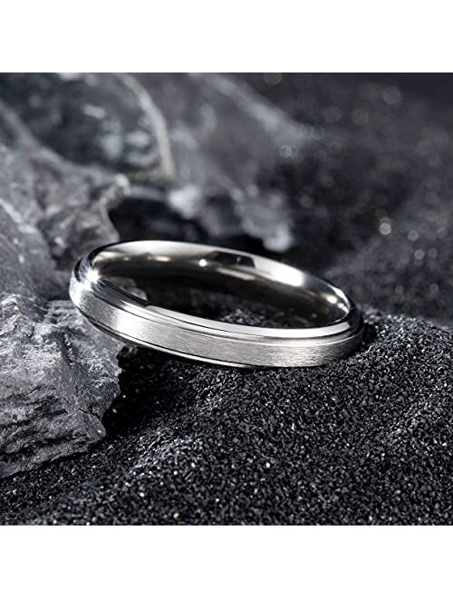 King Will Basic 4mm 5mm 6mm 7mm 8mm 9mm Mens Titanium Wedding Ring Brushed Finished Wedding Band Comfort Fit Stepped Edge